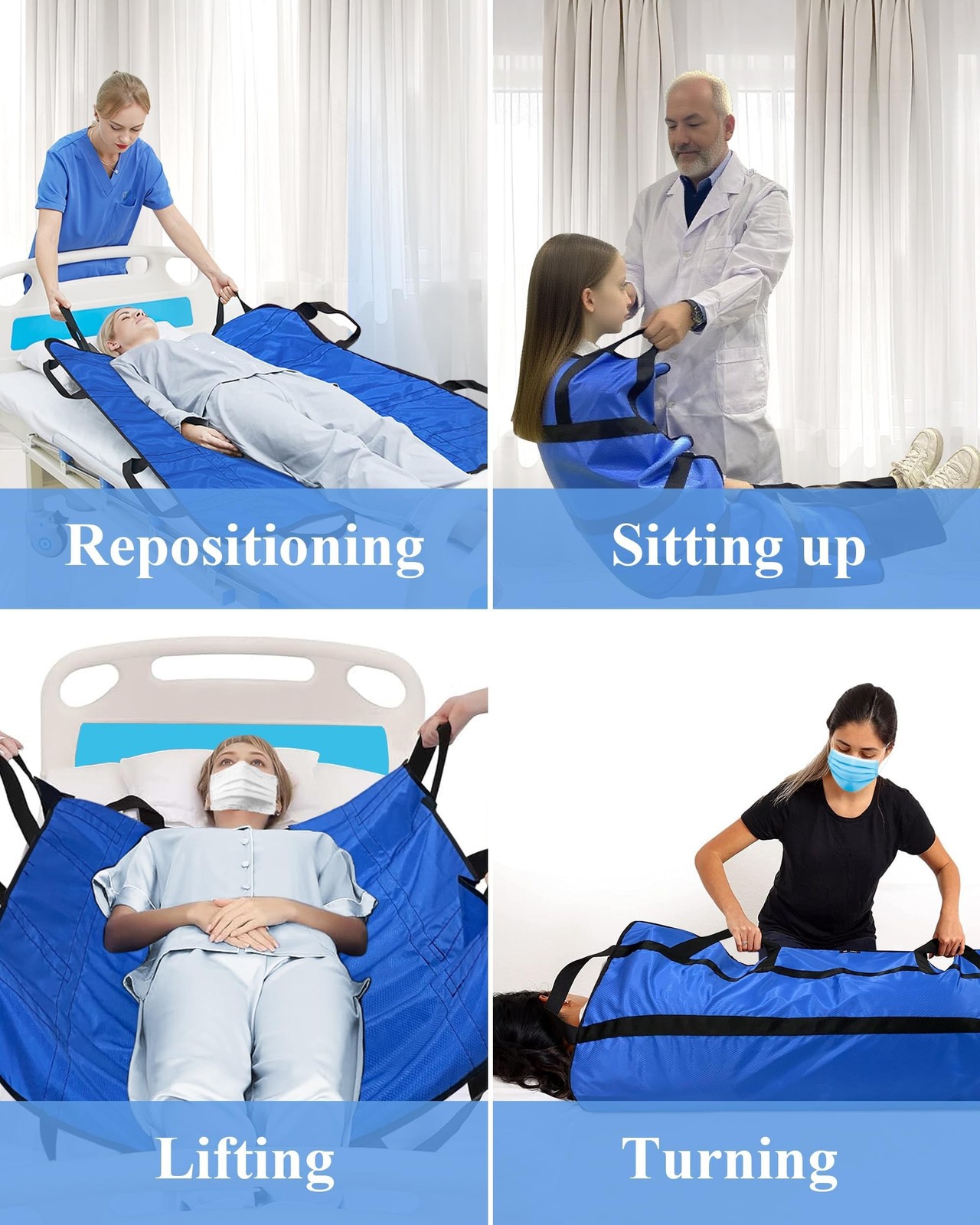 Positioning Bed Pad with 8 Handles, Waterproof, Washable | Reusable Transfer …