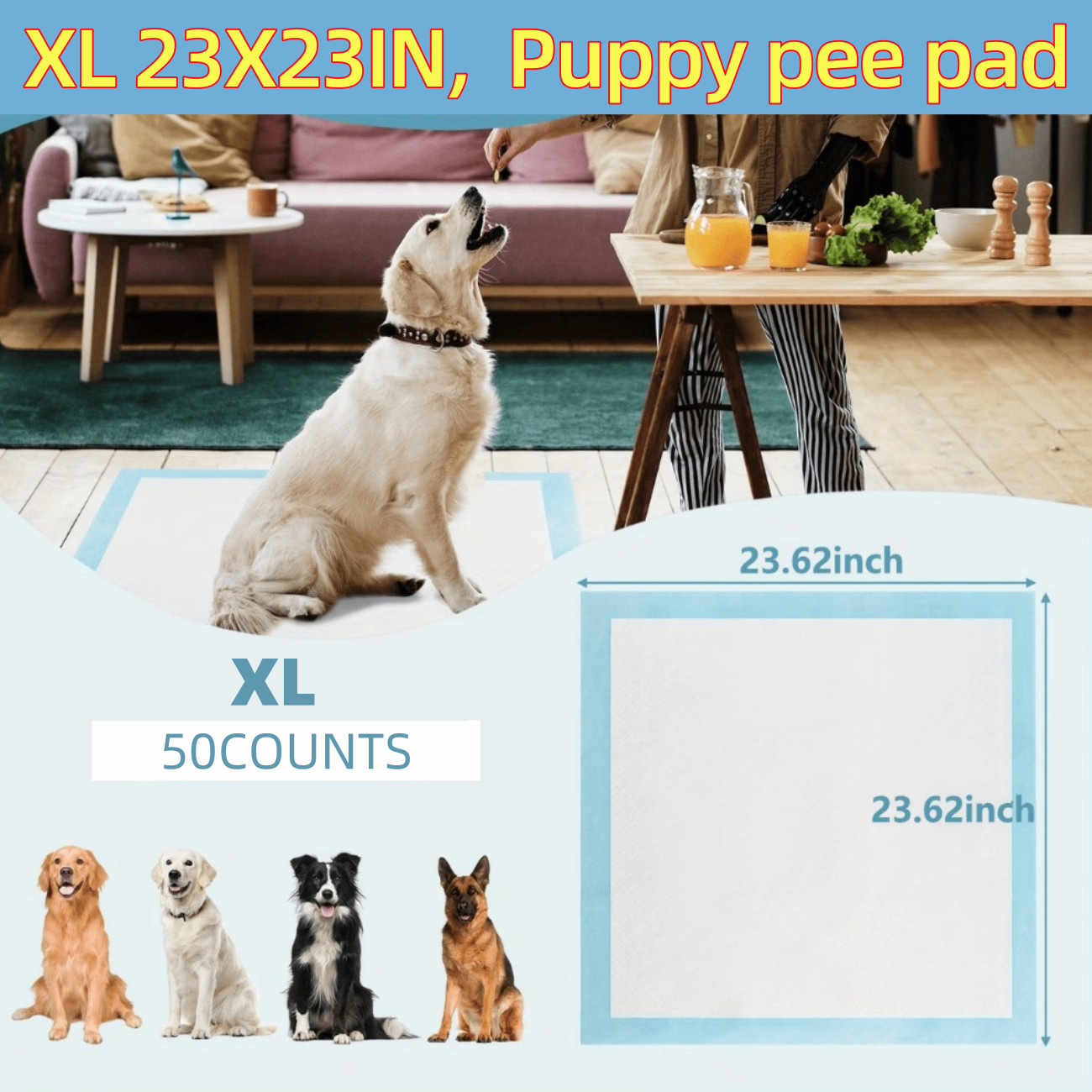 75pcs XXXL 44 X28 Thickened Super Absorbent Leak-Proof Puppy Training Pads