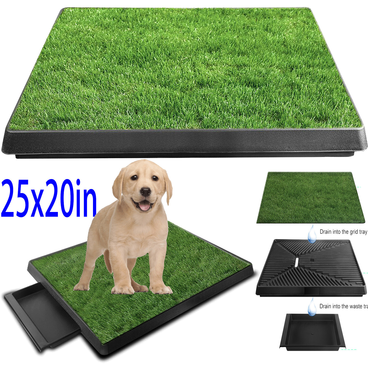 25×20″ Pet Potty Trainer Grass Mat Dog Puppy Training Pee Pad In&Outdoor Toilet