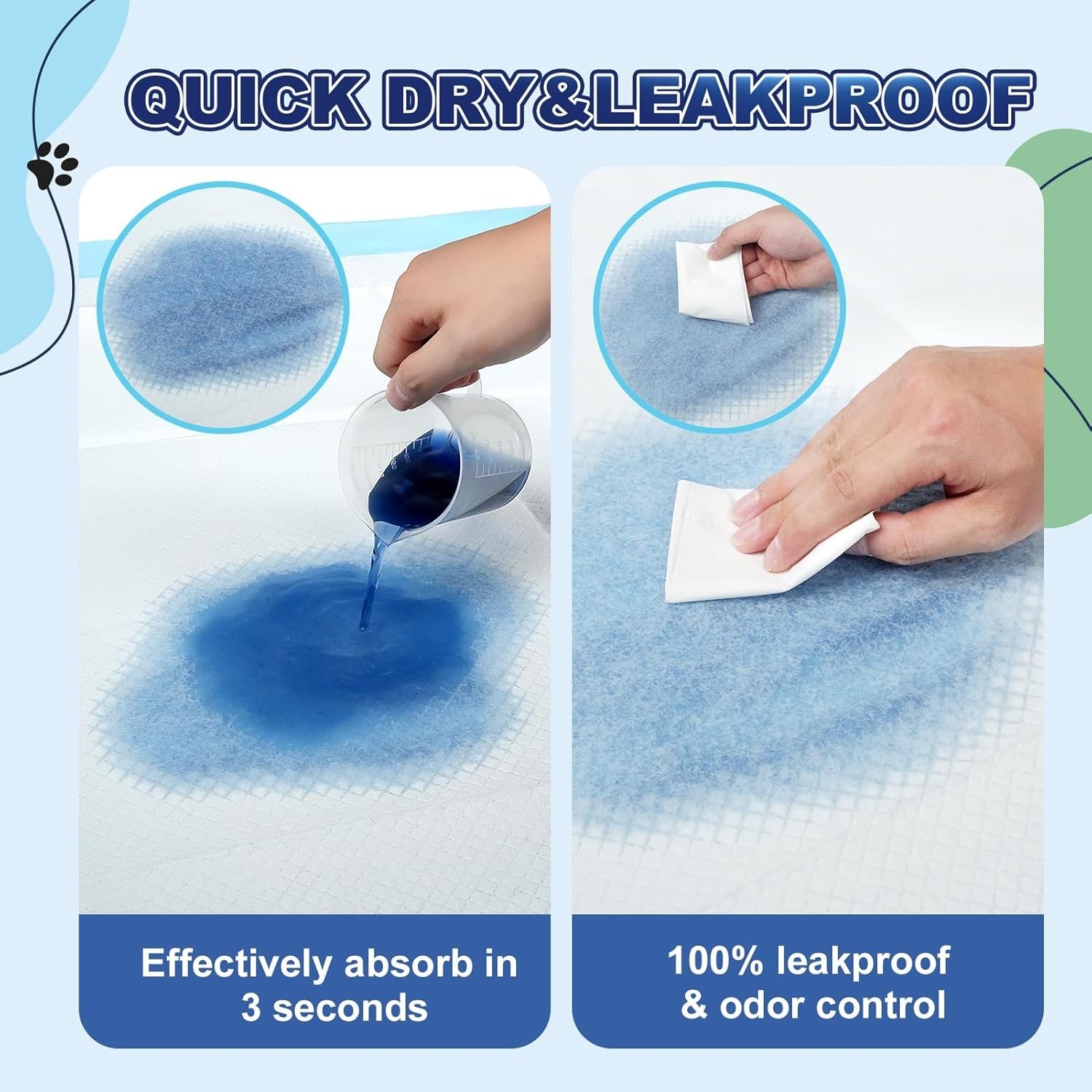 Puppy Pads 100/200 Pack, 23.6″x23.6″ Extra Large Dog Pee Pads Super Absorbent