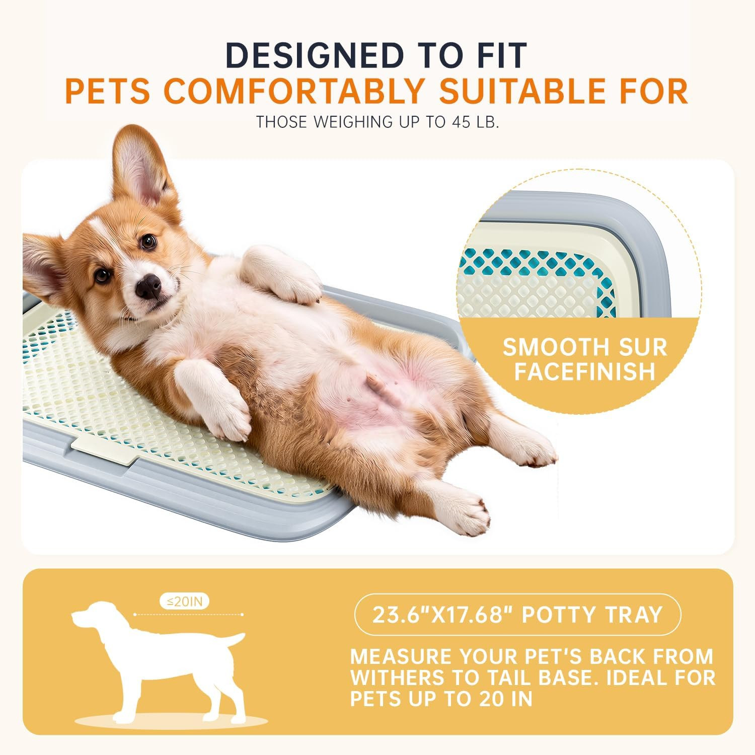 Dog Potty Tray, 23.6″X17.68″ Indoor Pet Pee Pad Holder,Puppy Training Holder,Bat