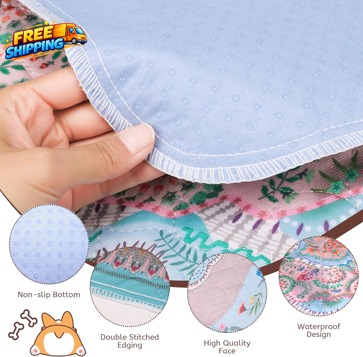 Washable Pee Pads for Dogs 18X24 2 Pack Reusable Puppy Pads Pet Training Pads