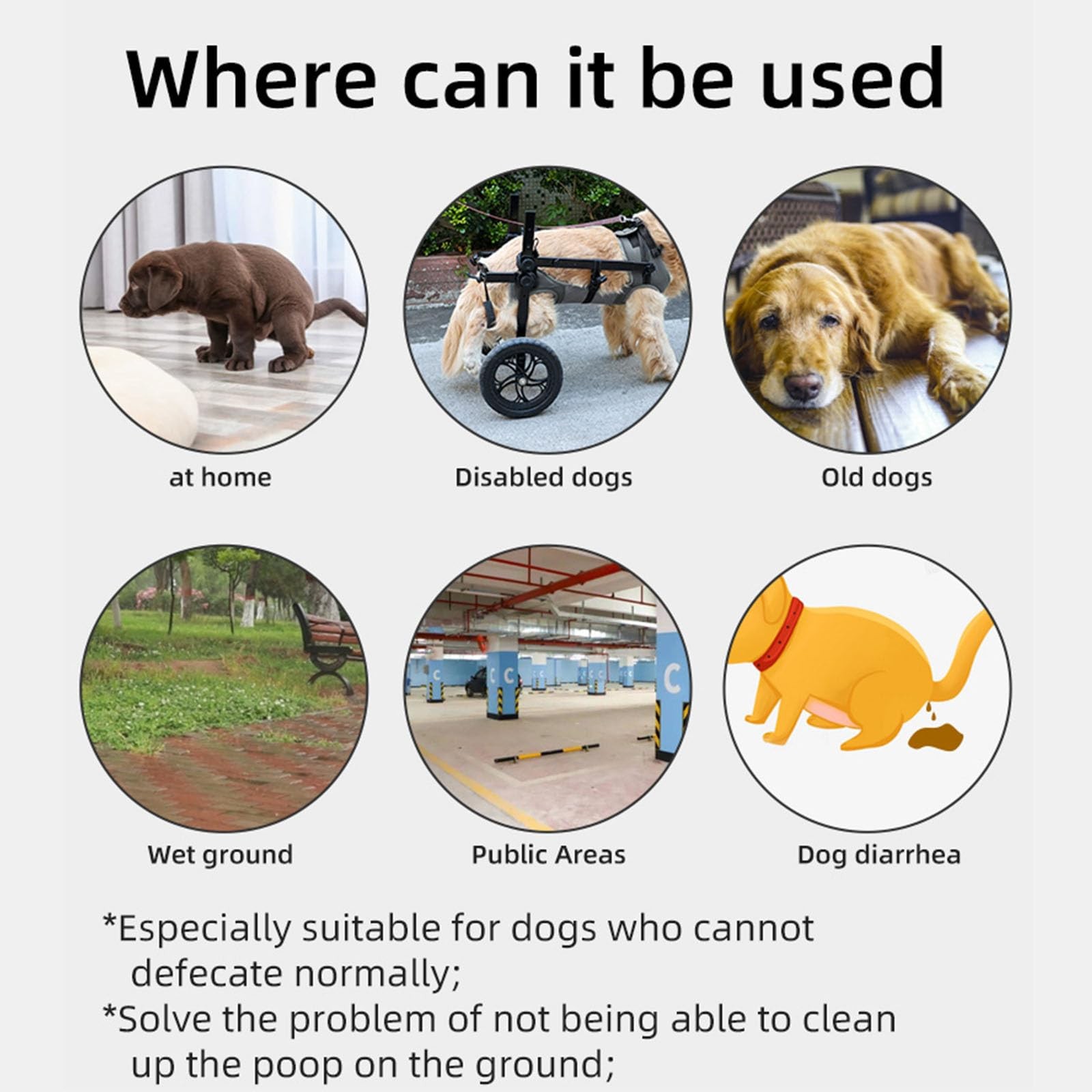 Reusable Dog Poop Pants with 50pcs Poop Bags, Adjustable Dogs Sanitary Pants …