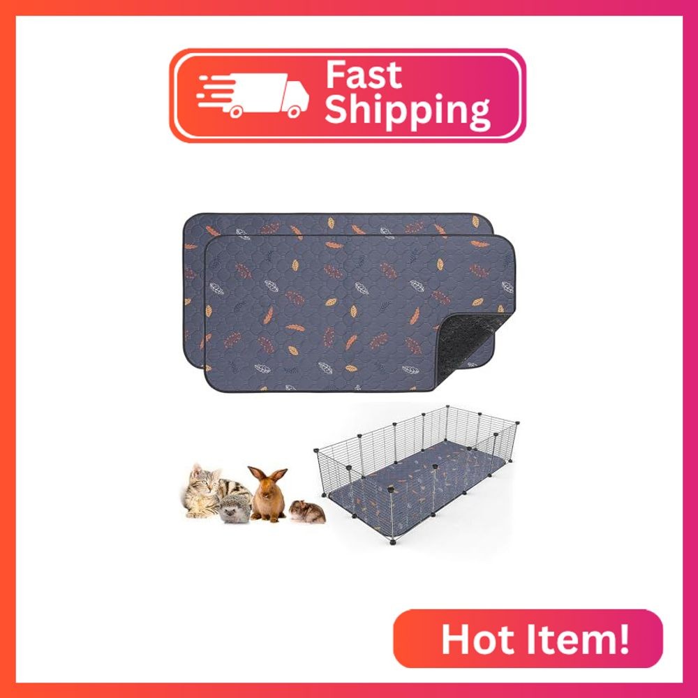 Sunheir 2 Pack Washable Guinea Pig Pee Pads, 24″ x 48″ Waterproof Reusable Guine