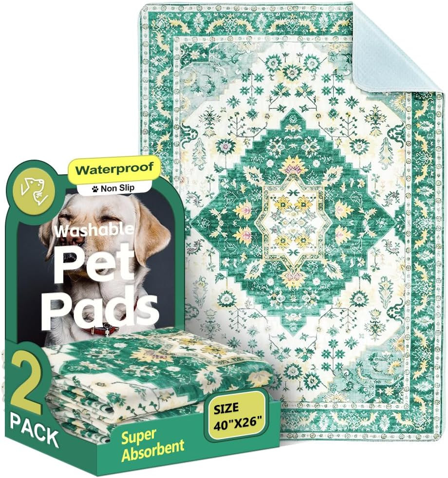 2-Pack 40×26 Washable Pee Pads for Dogs – Reusable Non-Slip Puppy Training Pads