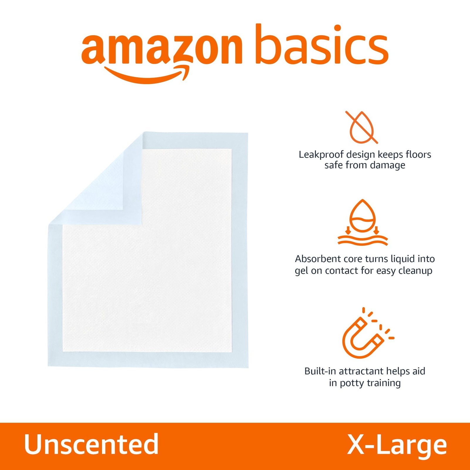 Retailer Basics Leak-Proof Dog Pee Pads X-Large 28×34 Blue White 40-Pack
