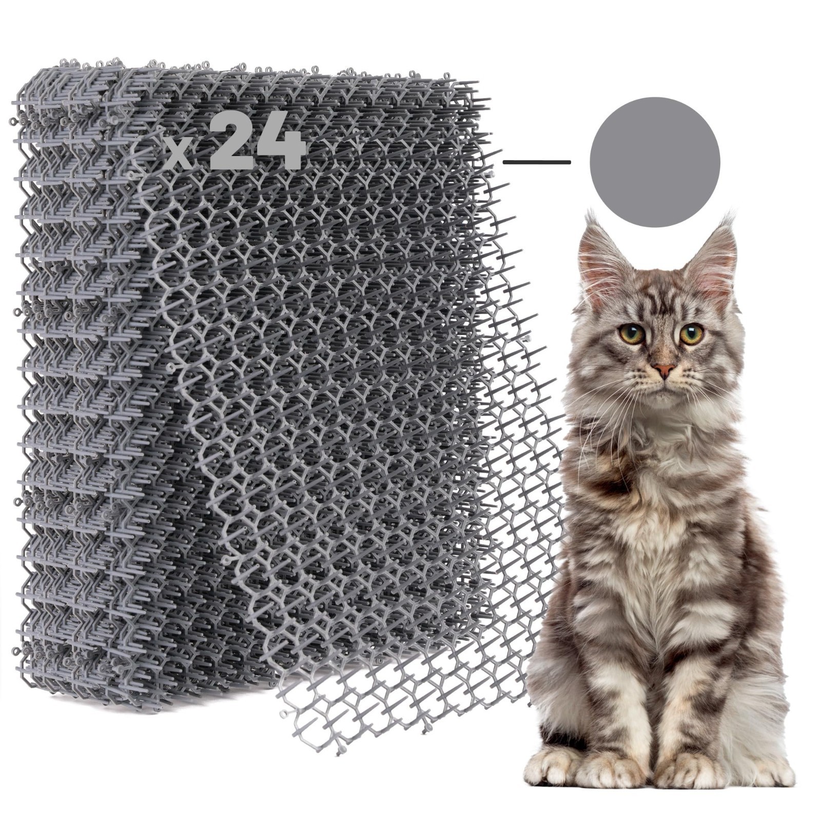 24 Pack Cat Spike Mat 16.5×13.4 Inch – Scat Mat for Indoor/Outdoor Training, Rep