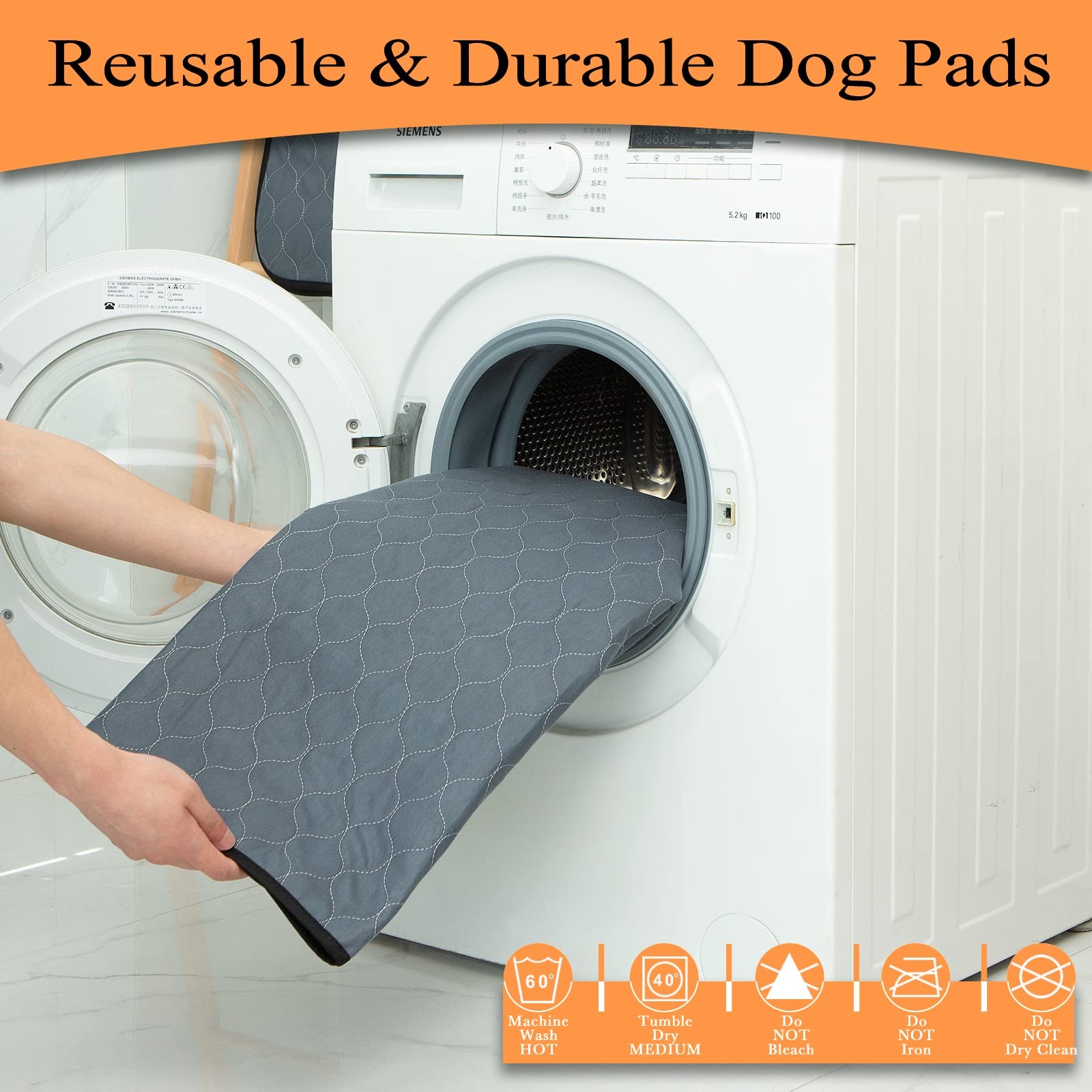 Bunlitent Washable Pee Pads for Dogs 72×72, 2 Pack, Extra Large Reusable Pupp…