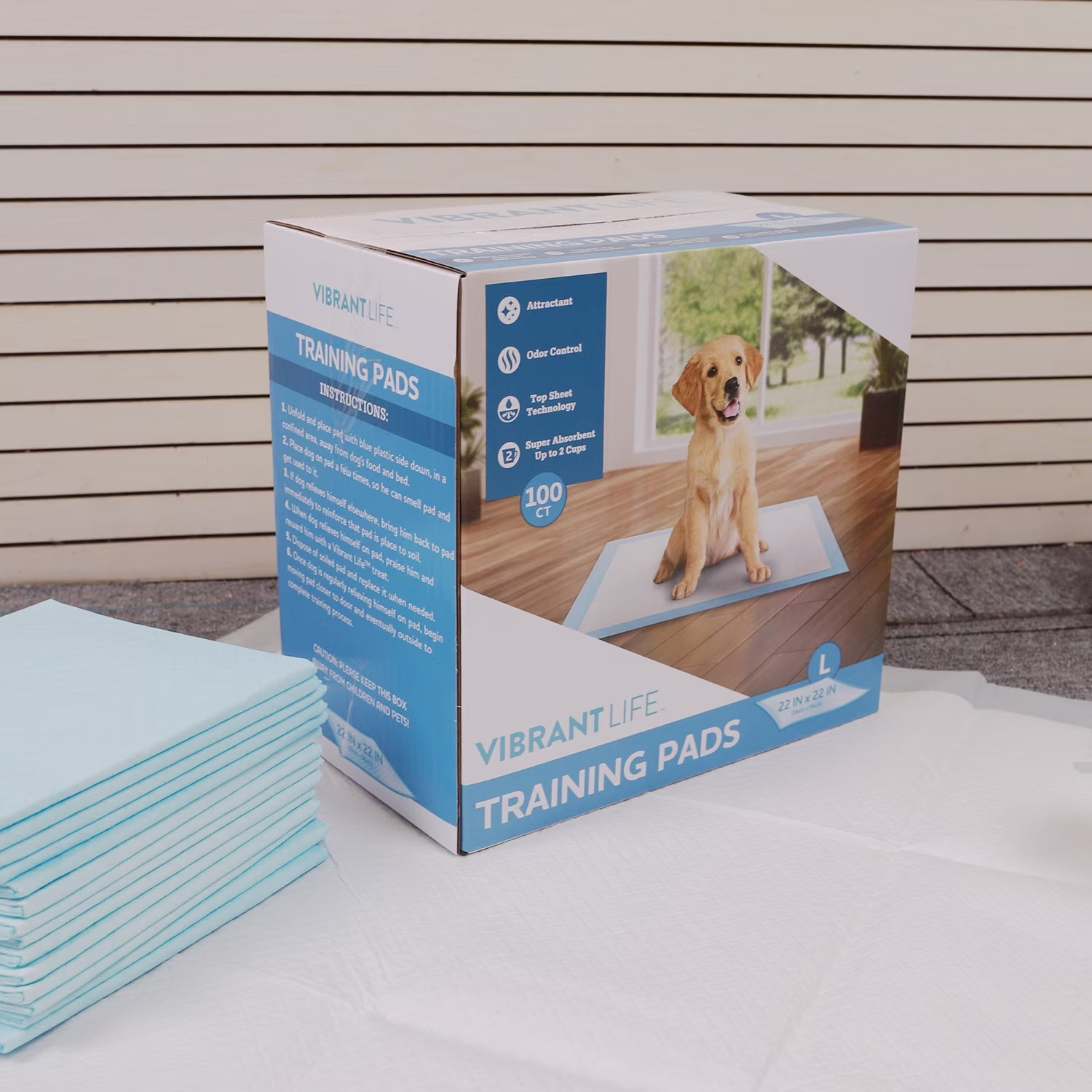 3 Pack Vibrant Life Training Pads – Super Absorbent – L 22 in x 22 in, 100 Count