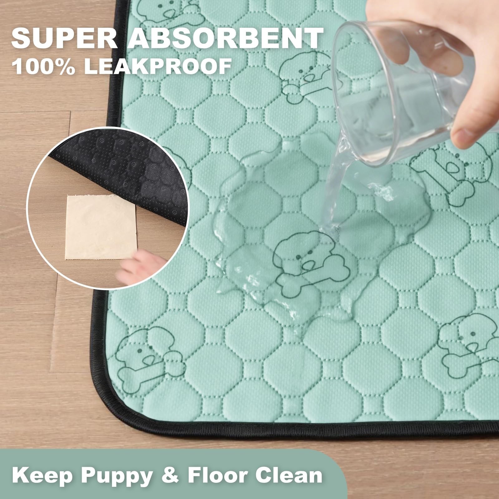Washable Pee Pads for Dogs 2 Pack, Reusable Waterproof Leak-Proof Puppy Train…