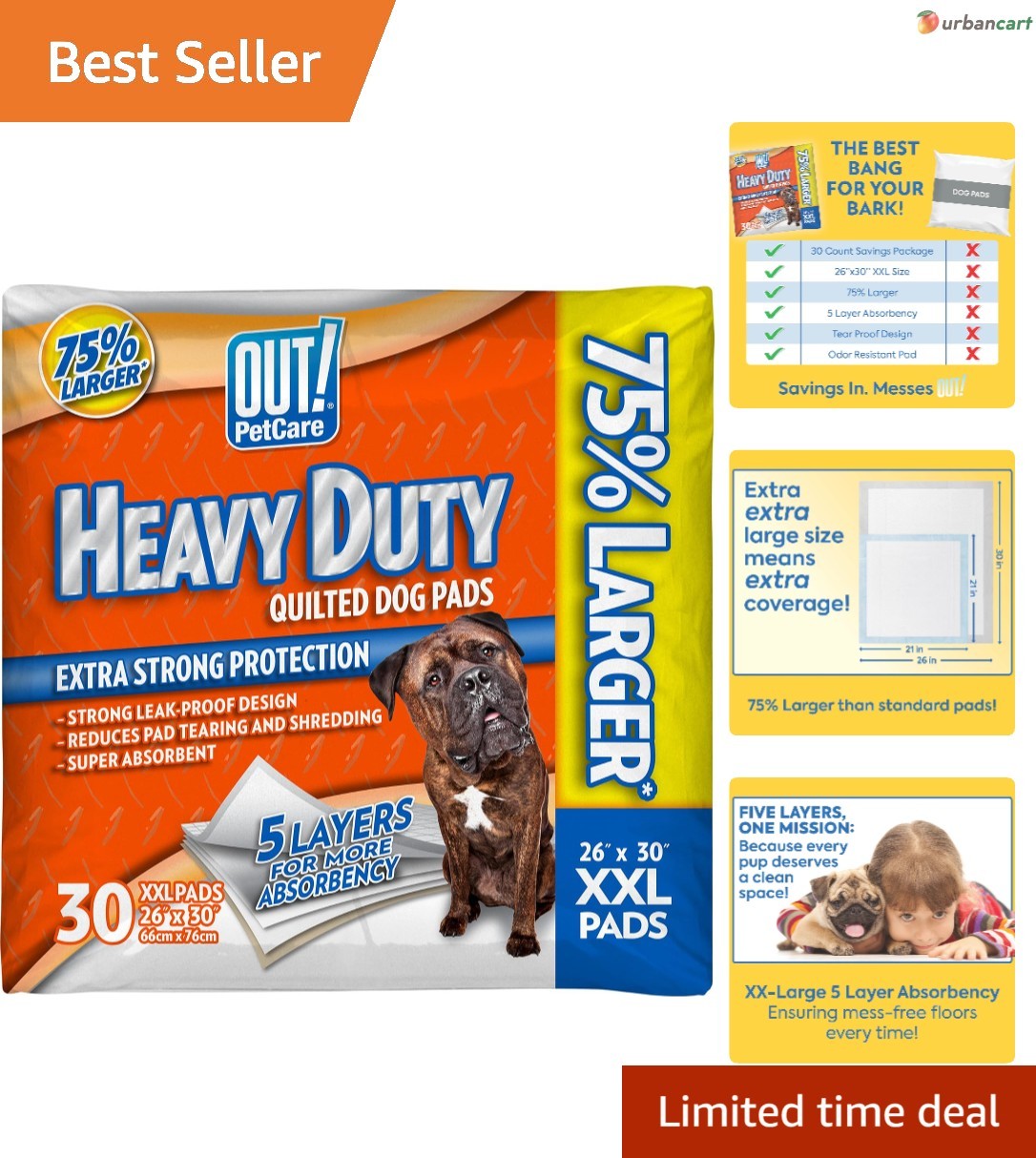 XXL Heavy Duty Leak-Proof Dog & Puppy Pads – 30 Pack