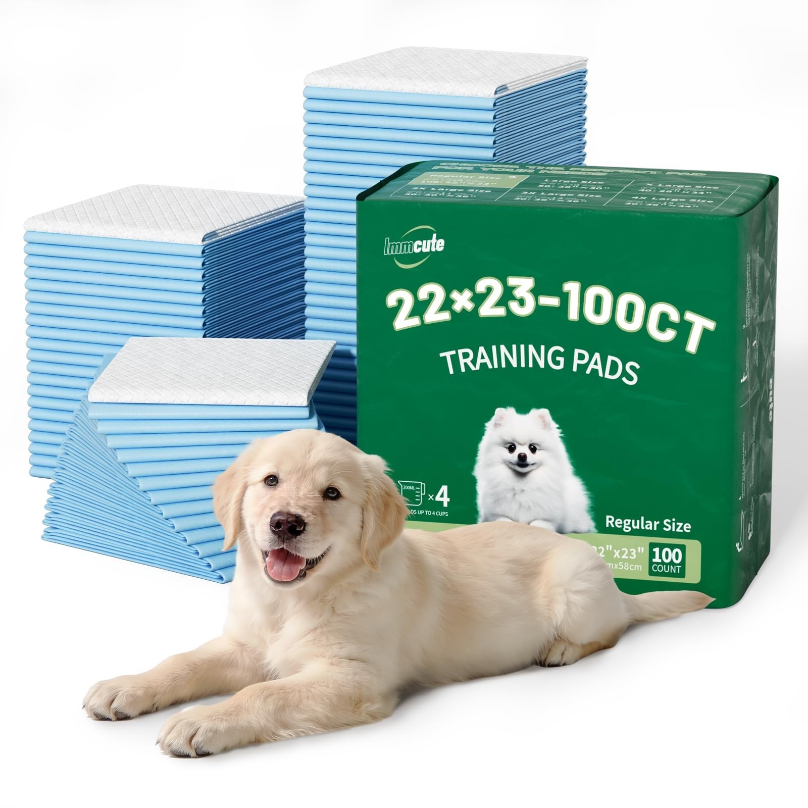 100 Count Ultra-Soft Puppy Pads 22″x23″ – Leak-Proof, Super Absorbent Dog Traini