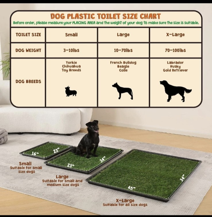 HQ4us Dog Grass Pad with Tray Large 34”×23” Dog Litter Box Toilet with 2×Arti…