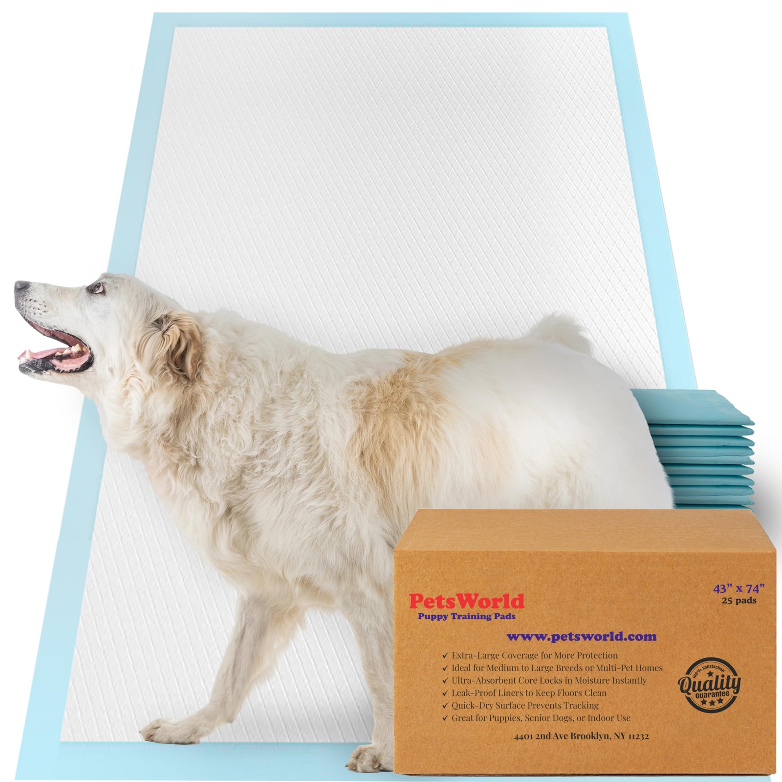 Jumbo Dog Pee Pads 43 in x 74 in – Odor Control & Leak-Proof for Large Dogs