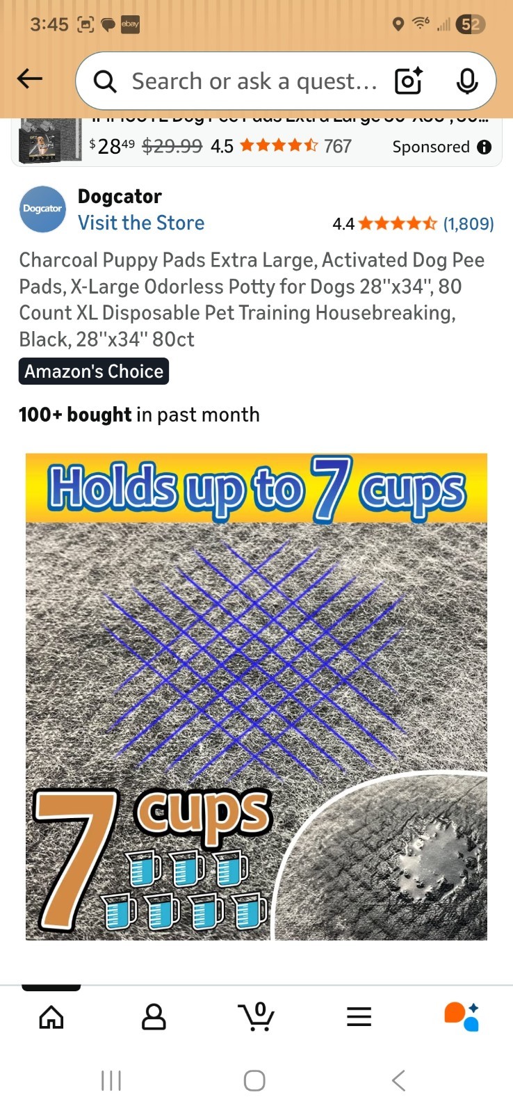Puppy Pads Extra Large 28 x34 80 Count Charcoal Dogcator Activated X-Large Potty