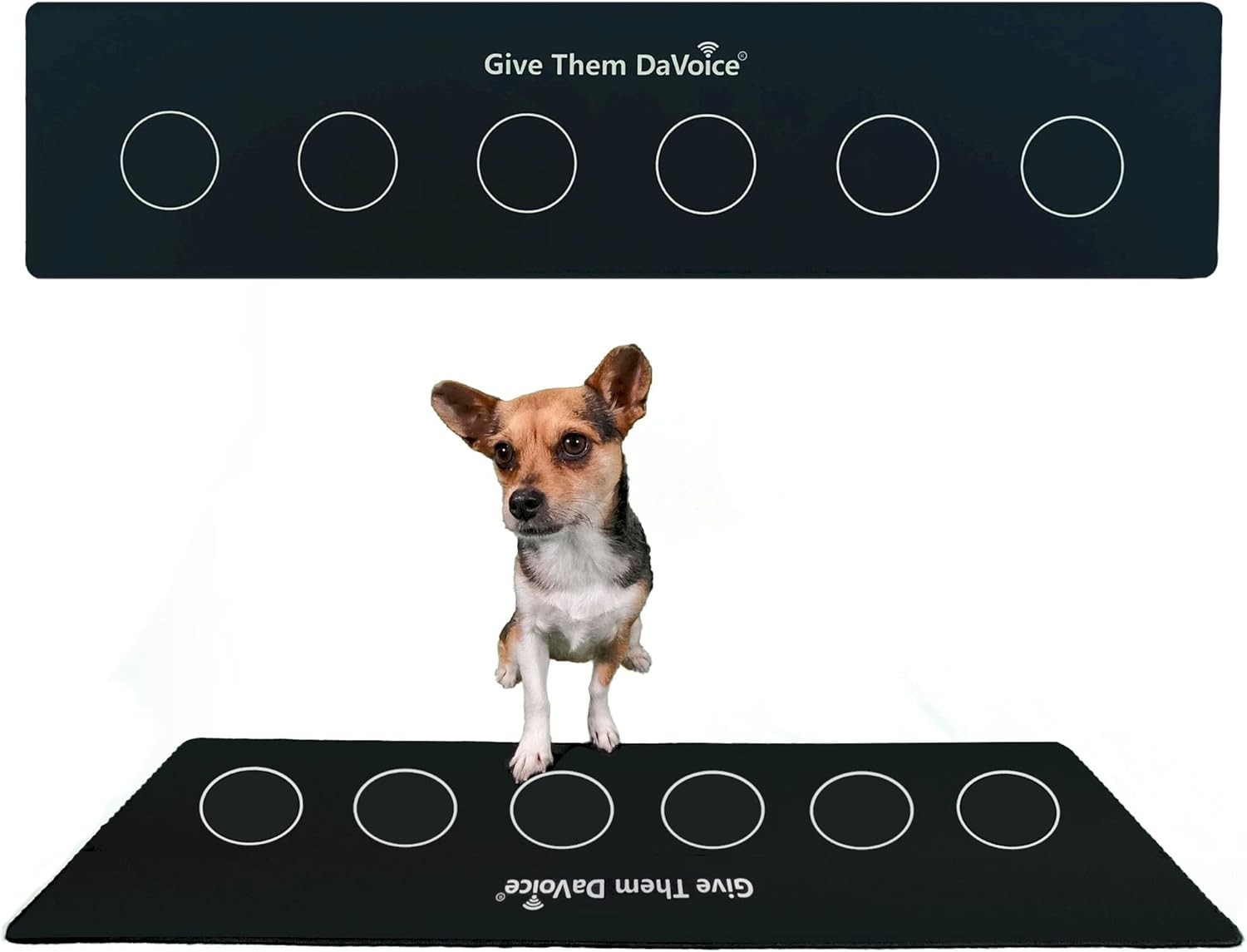 DaVoice Dog Button Mat – 6-Button Placement Pad for 8″ x 35″, Black