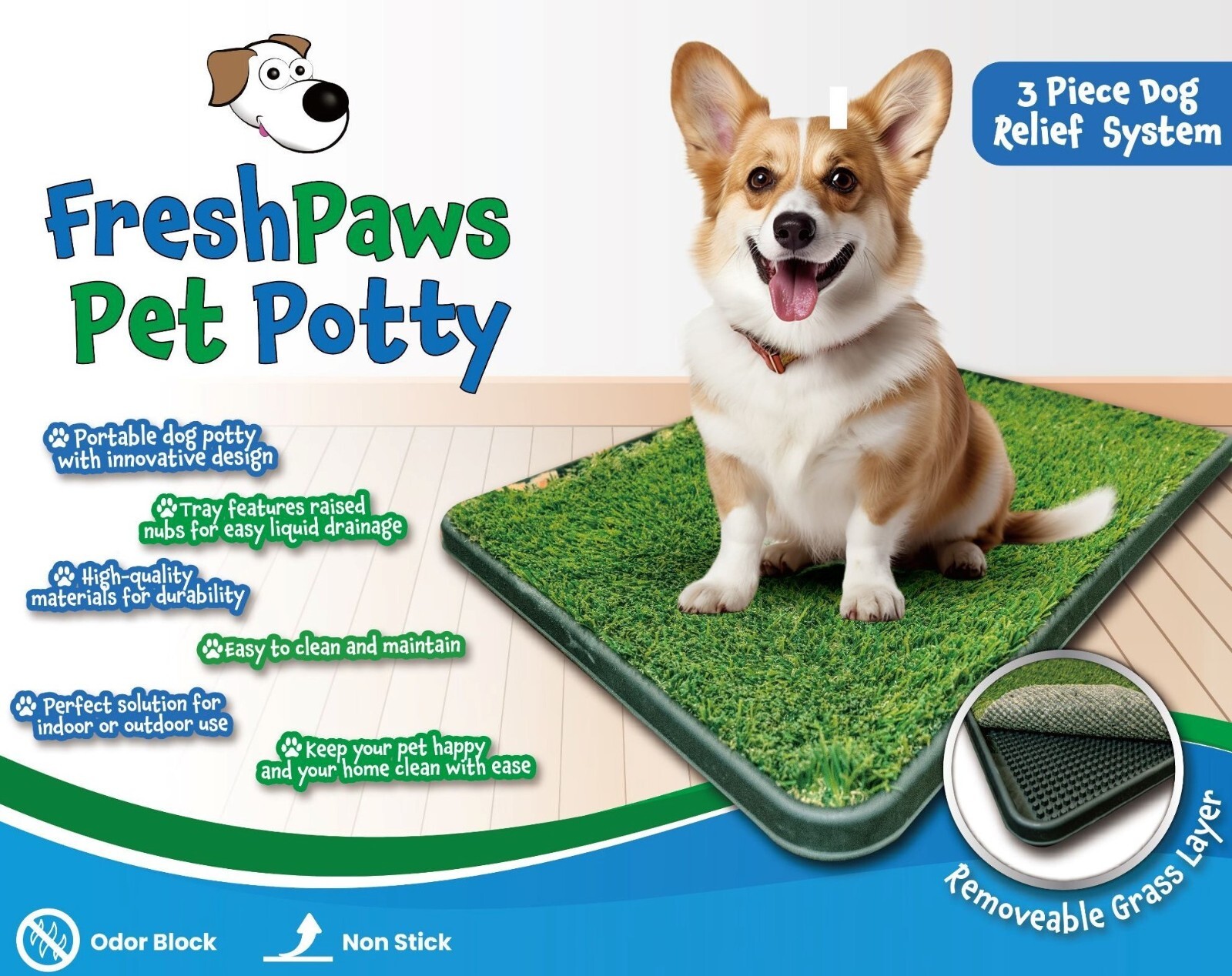 FreshPaws Indoor Pet Potty. Ideal For Potty Training And Leaving Your Pup Inside