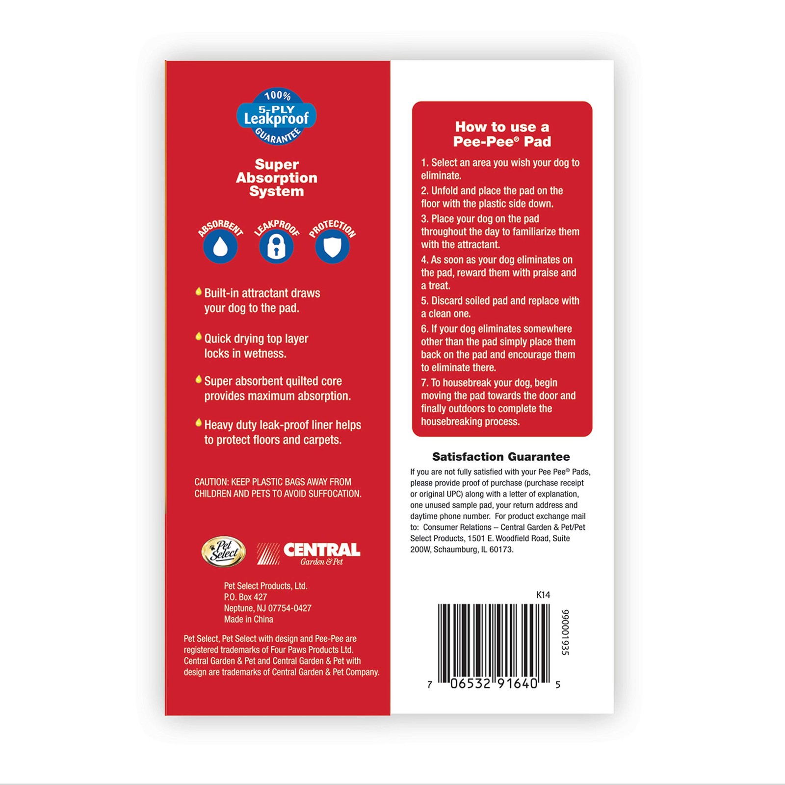 Four Paws Pet Select Pee Pads for Dogs and Puppies 100 100 Count, White