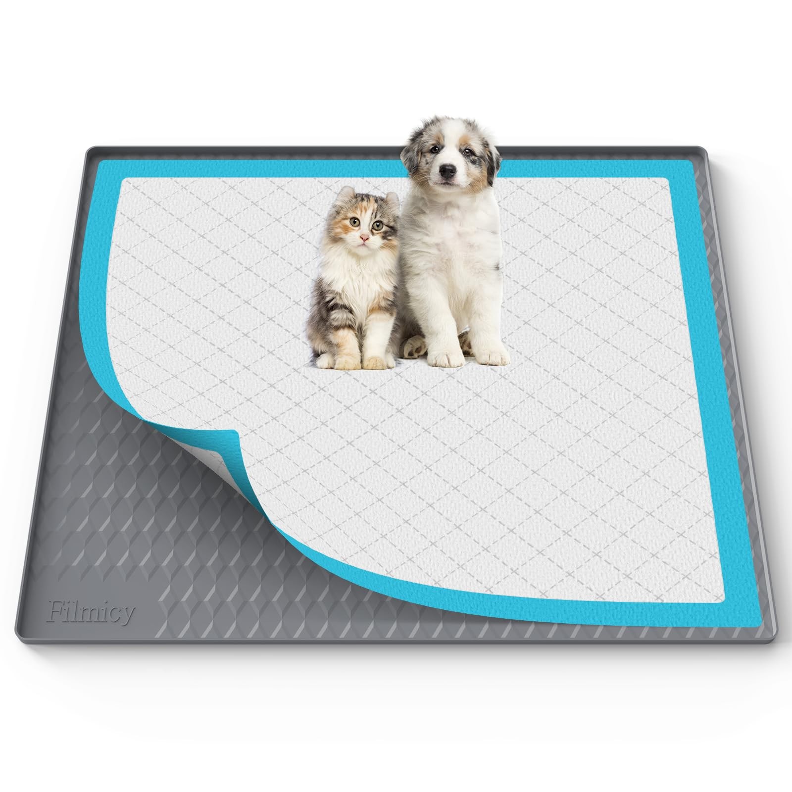 Pee Pad Holder for Dogs,Silicone Dog Puppy Holder, 34″ x 28″, Dark Grey