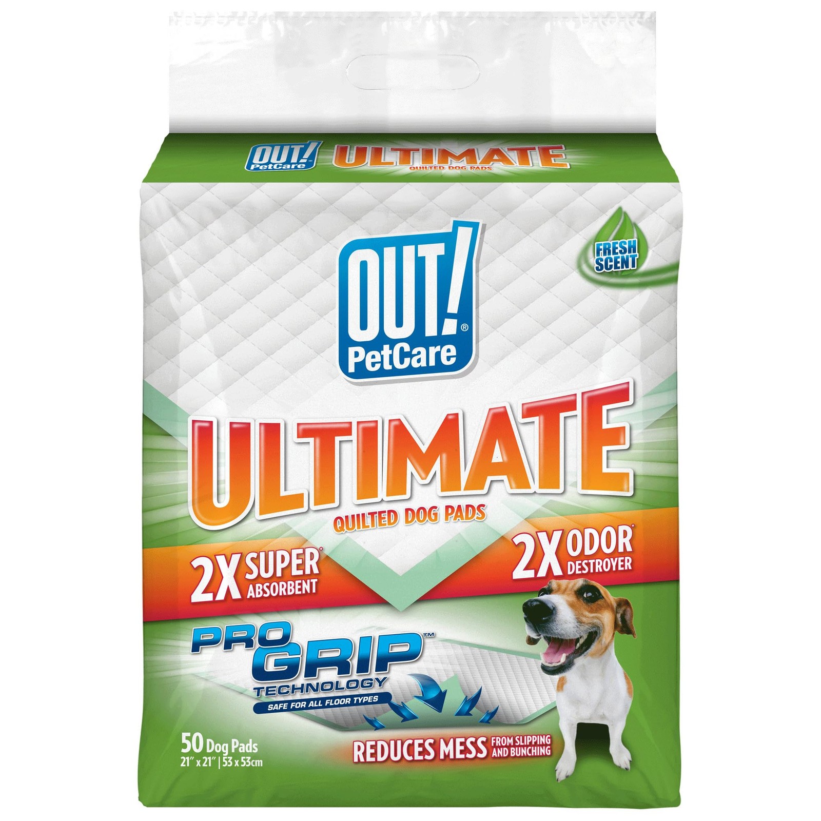 OUT! Petcare Large Dog Pee Pads, Disposable Quilted Training 50 ct, White