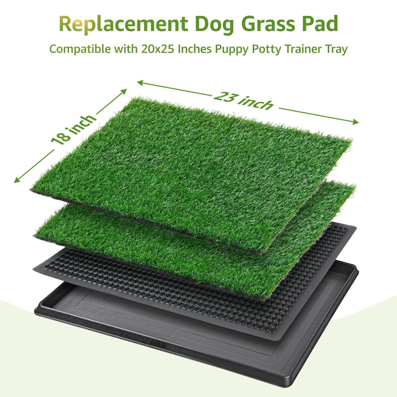 LOOBANI Dog Grass Pee Pads, 2 Pack Artificial Pads 18*23 inch, Green