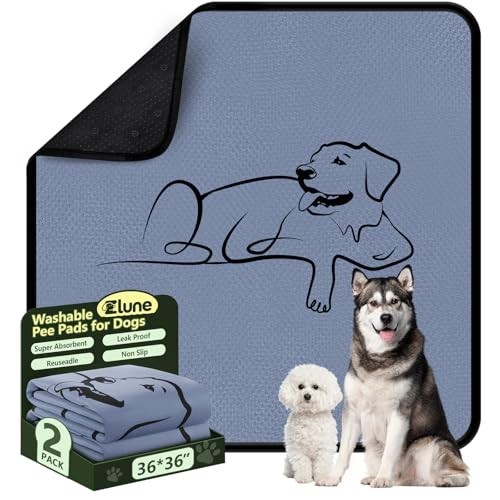 2 Pack 36″x36″ Washable Dog Pee Pads – Reusable, Non-Slip, Leak-Proof Training P
