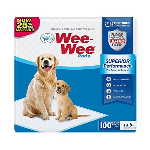 100 Count Leak-Proof Dog Pee Pads – Unscented Quilted Potty Training Pads 22×23