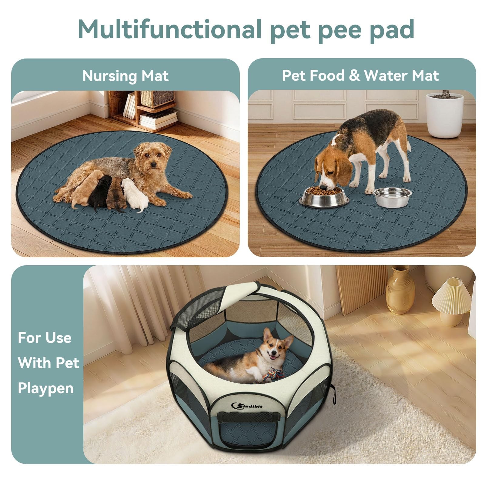 Washable Reusable Pet Pee Pads, Absorbent Non-Slip Training Mat for Dog Cat R…