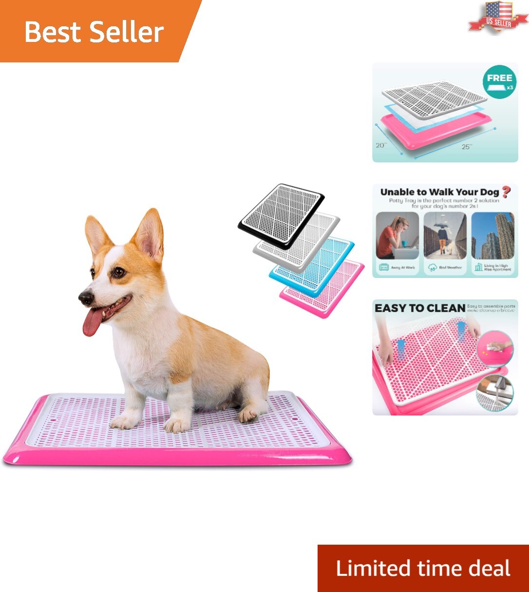 Stylish Pink Pee Pad Holder for Small and Medium Dogs – Easy Setup and Cleaning