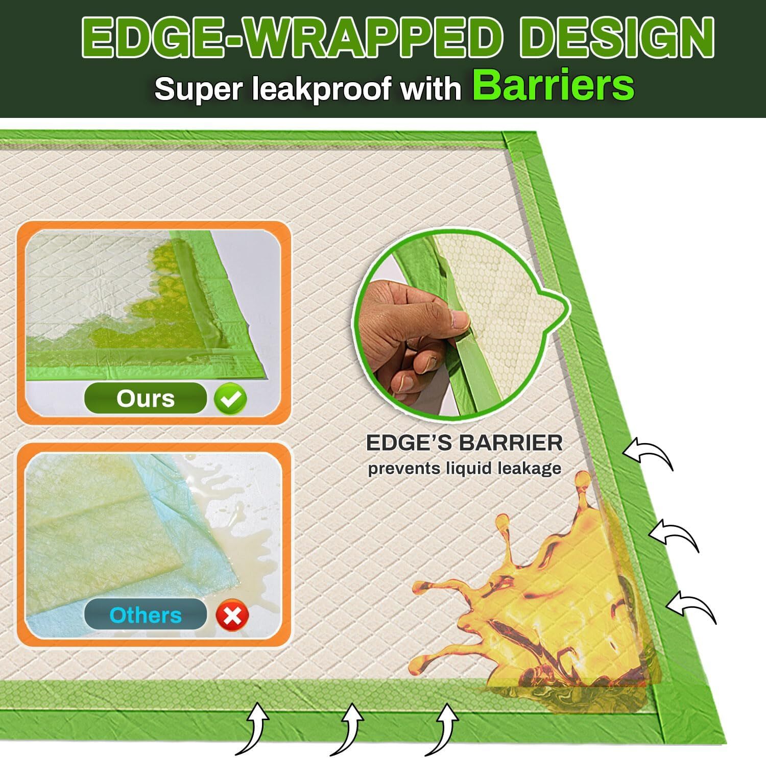 30pcs XL Pee Pads – Dogs Thicker ECO Green Disposable Puppy Training Pads-28×34″