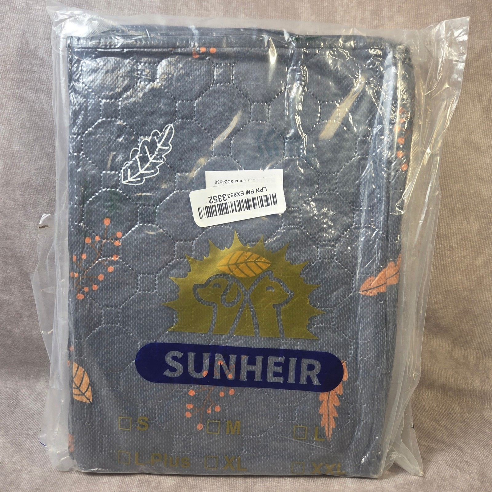 Sunheir Washable Dog Pee Pad Gray Fall Leaf Print Waterproof Pet Mat 24×36 NEW