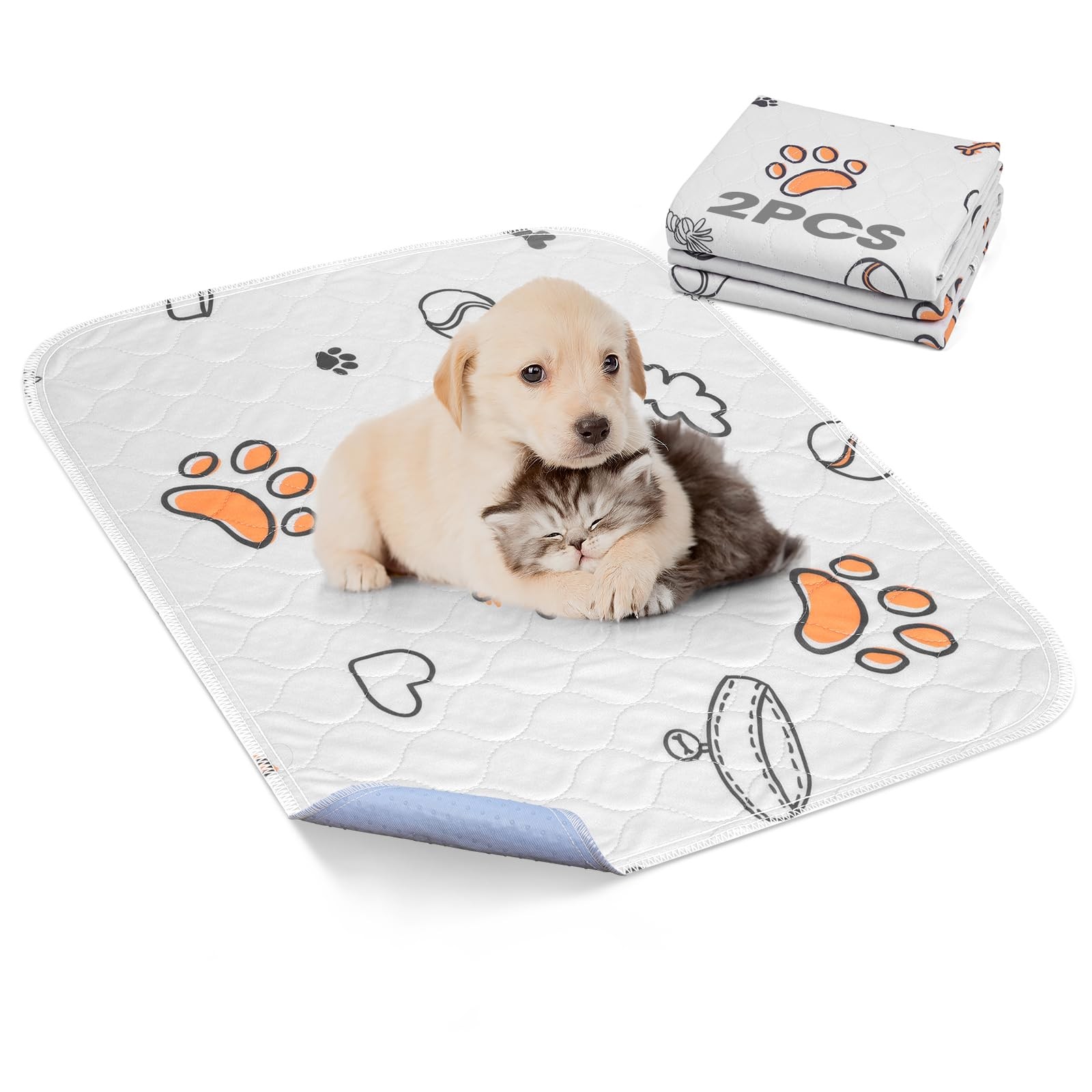 Washable Pee Pads for Dogs, 2 Pack Small 18″x24″ Super 18X24 (2 Packs), Gray