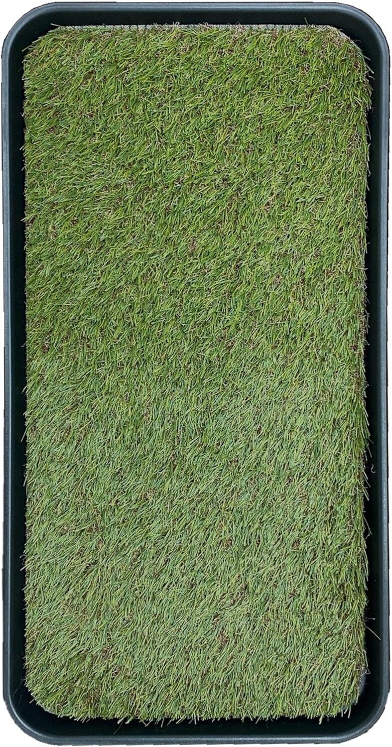 Artificial Grass Puppy Potty Training Pad with Tray, 15″ X 30″ Reusable Pee Pad