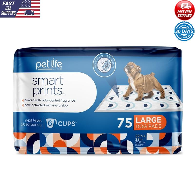 Smart Prints Dog Pads Large 75ct Odor Control Absorbent Pet Training Pads New
