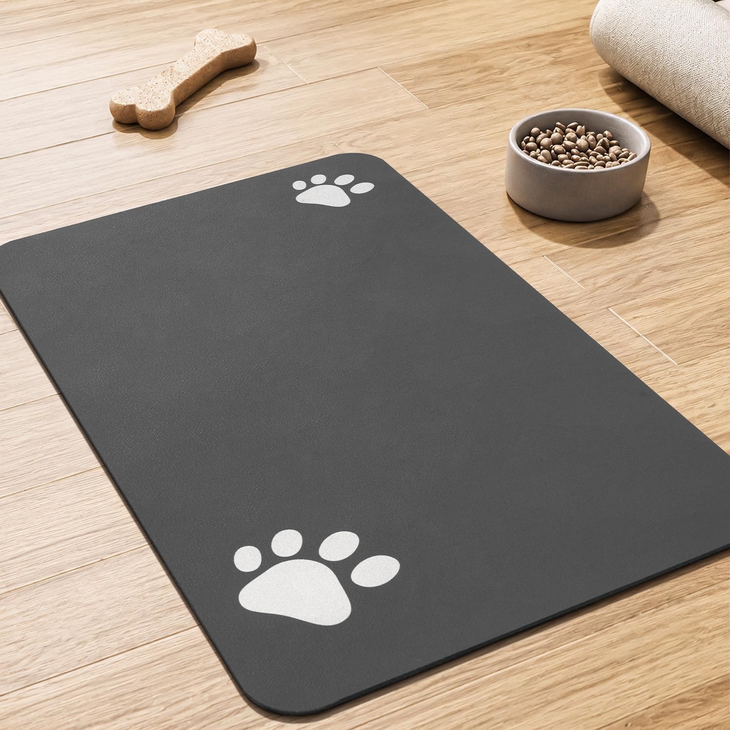 PADOOR Pet Feeding Mat-Absorbent Dog Mat for Food and Water Bowl-No Stains Easy