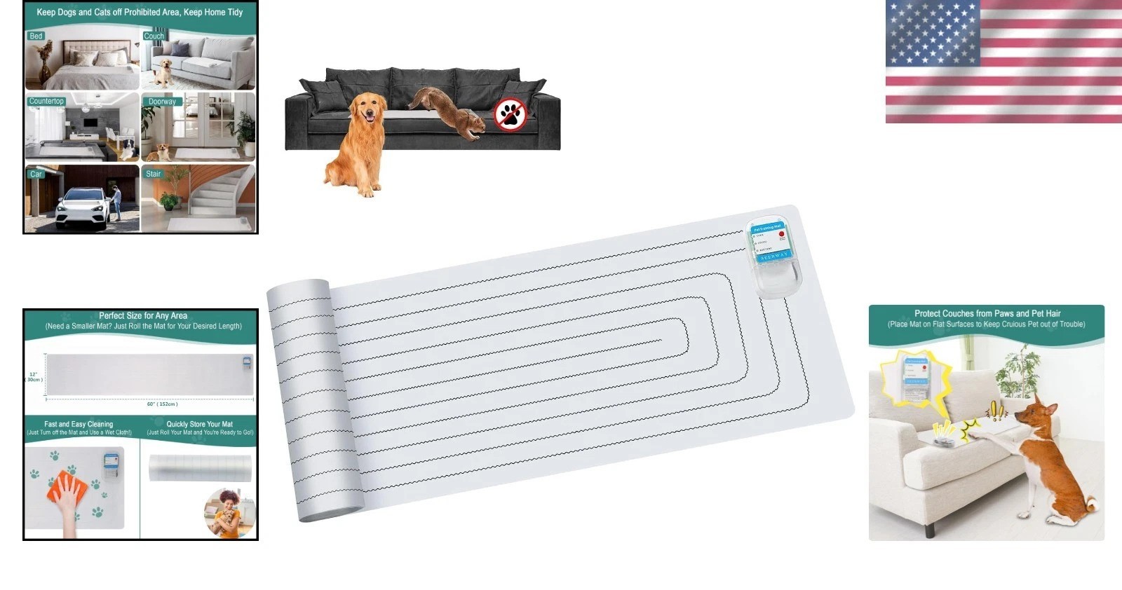 60″x12″ Pet Behavior Training Mat – Battery Operated Shock Pad for Safe Use