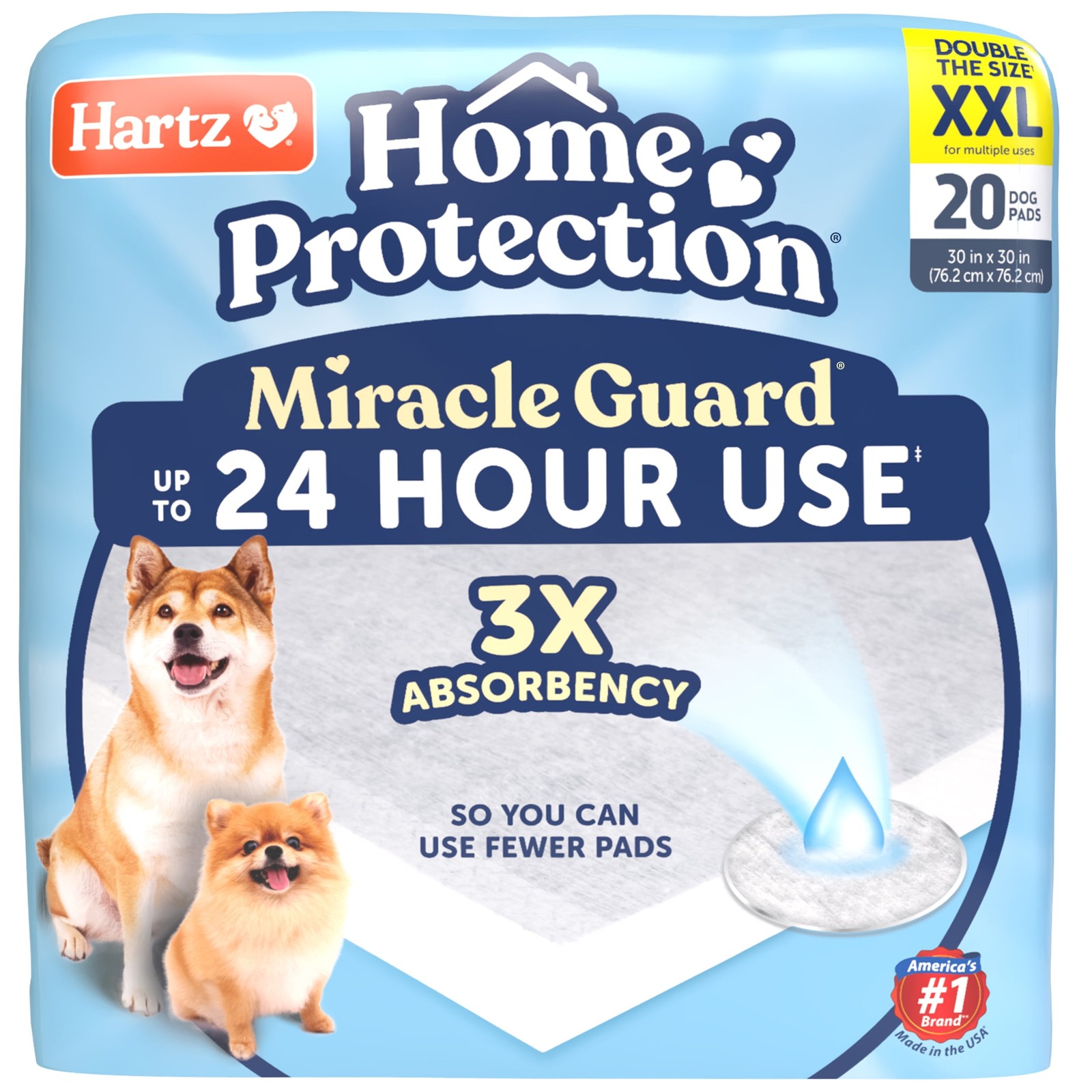 Hartz Home Protection Miracle Guard Dog Pads, XXL 20 Count,NEW