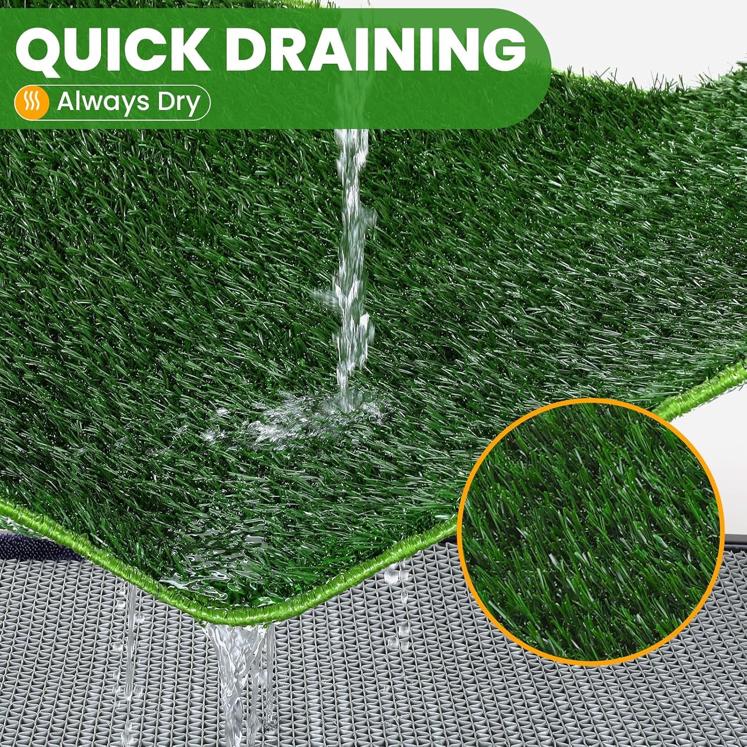 Dog Grass Pad with Tray Artificial Grass Puppy Pee Pad for Dogs, Reusable 4-Lay