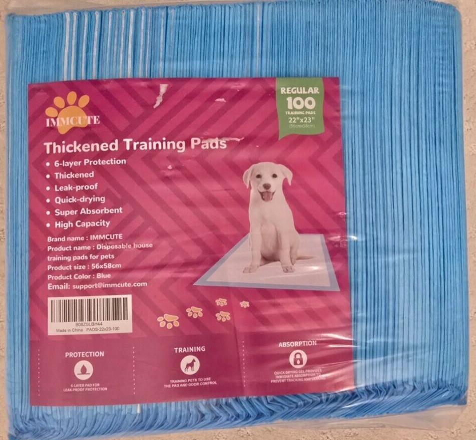 IMMCUTE Puppy Pee Pads 22″x23″-100 Count | Dog Pee Training Pads Super Absorbent