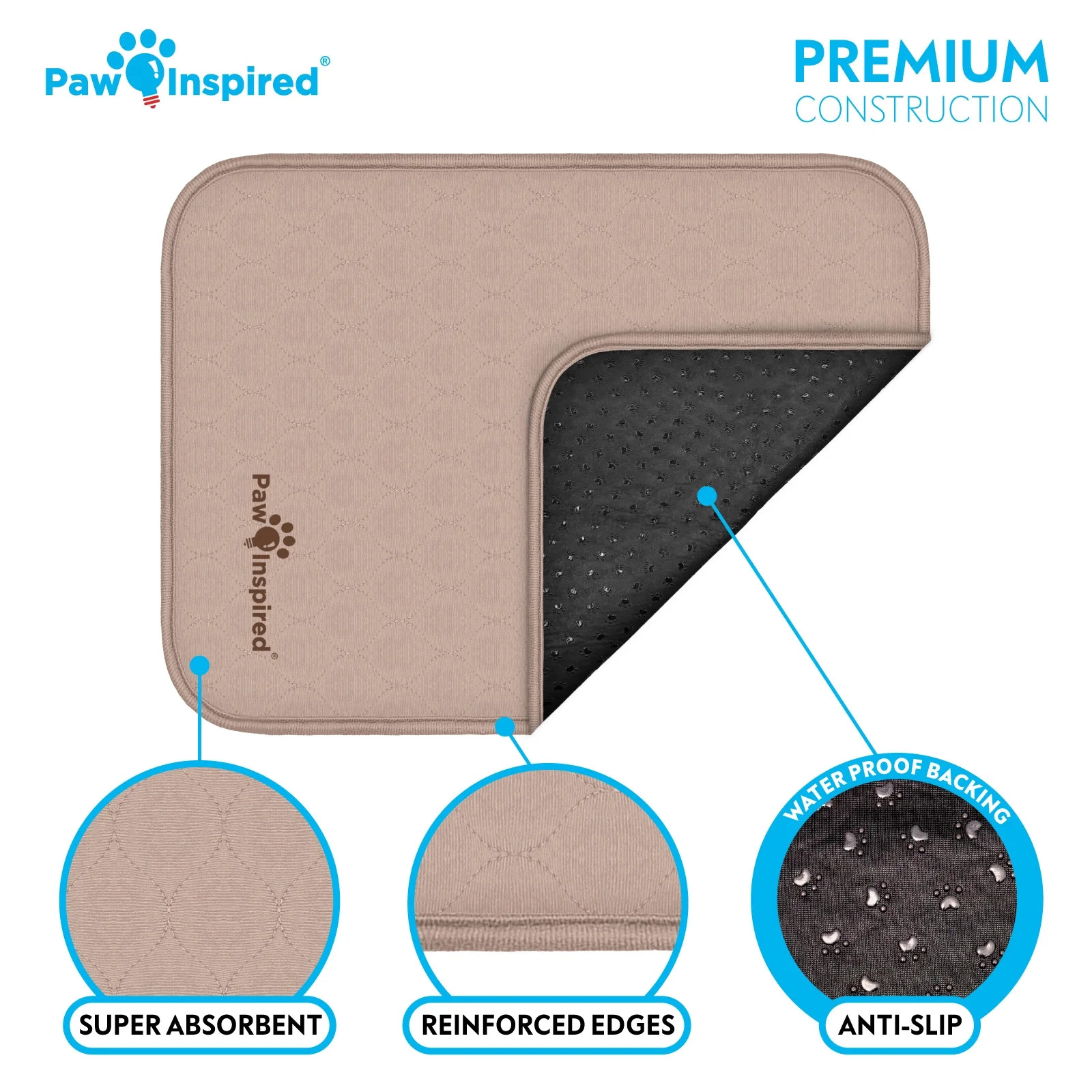 2Ct DogCrate Pads Mats Size 24X18” for 24” Kennel and Crate Washable Waterproof