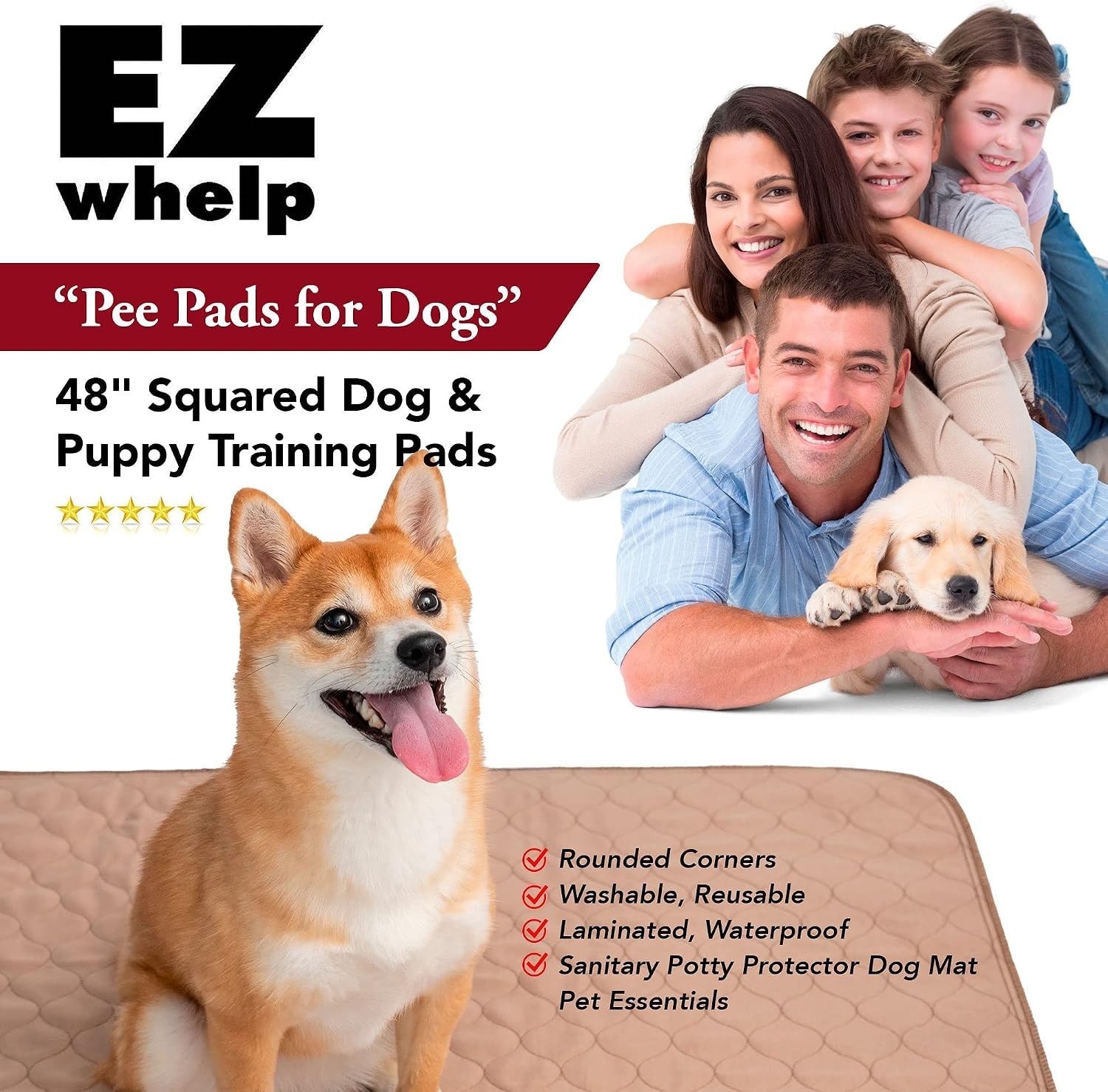 Reusable Dog Pee Pads, Washable Waterproof Puppy Training Pad 17×20 | Washabl…