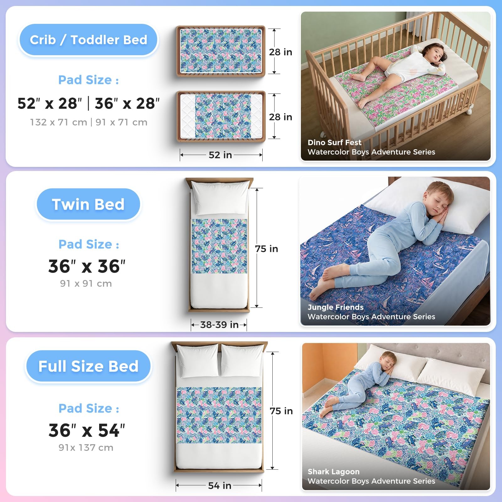 Enifine Potty Pads 36×54 Jungle/Dino/Shark Pack 3