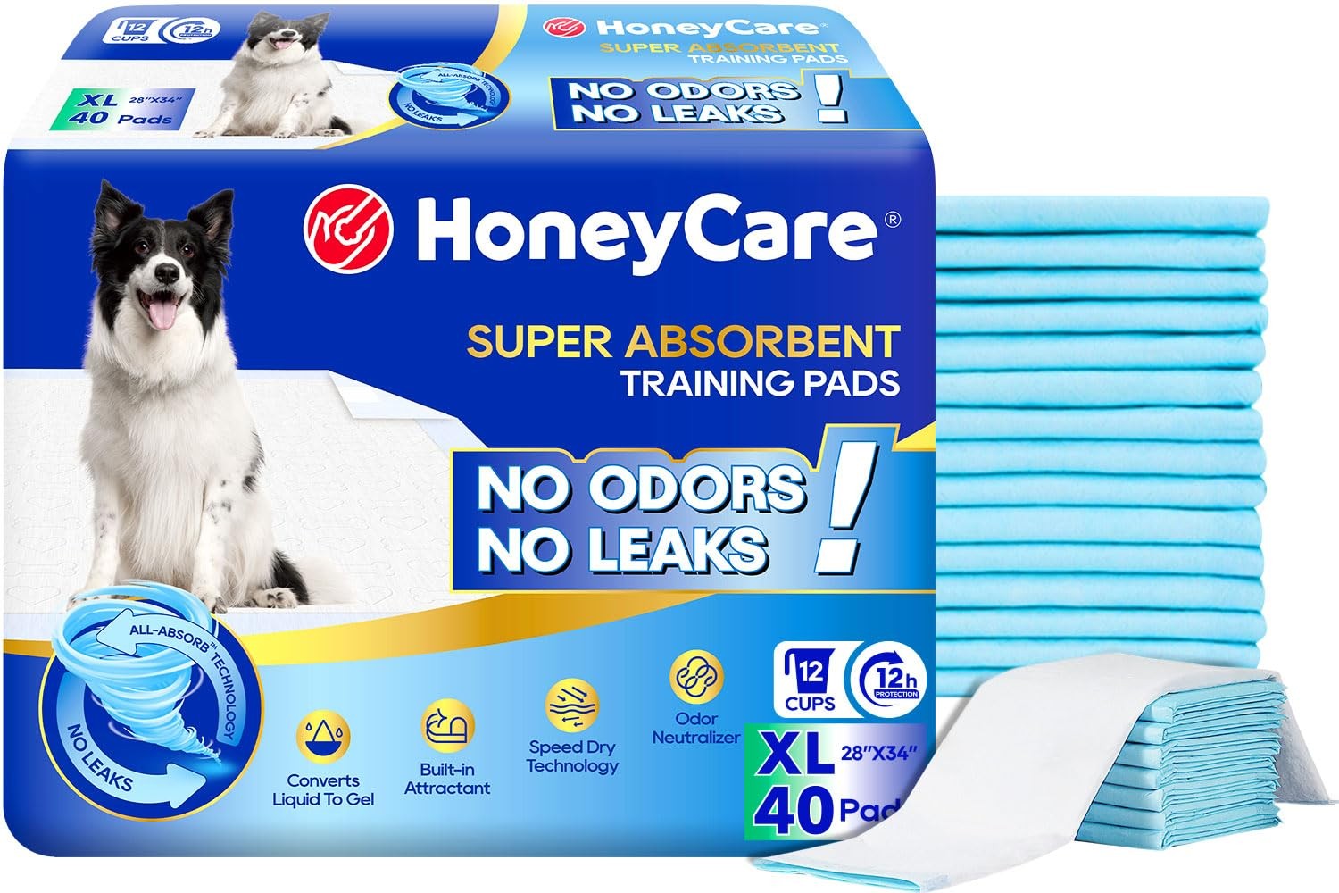All-Absorb Puppy Training Pads XL 40 Count 28×34 Ultra Absorbent Leak Proof