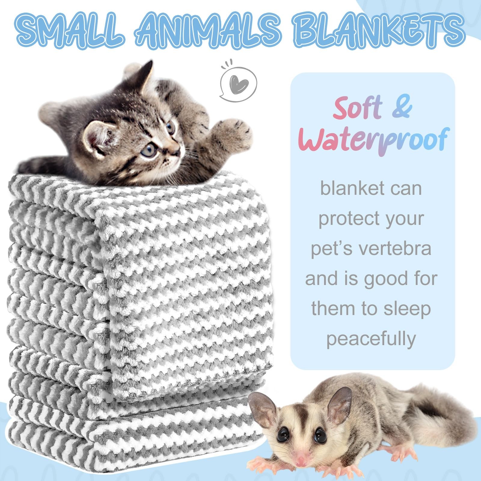 Hahafelt 5 Pcs Waterproof Guinea Pig Fleece Bedding 18 x 24 Inch, Gray