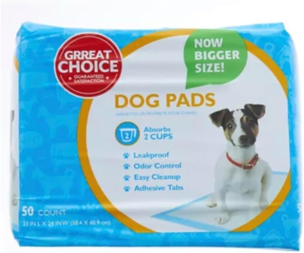 Dog Pads 23×24 50 CT Absorbs 2 Cups Odor Control Adhesive Tabs Unopened Bag