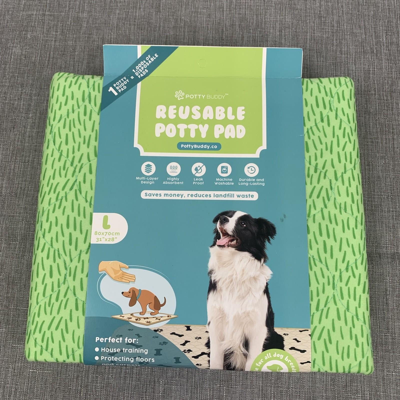 Reusable Pee Pads Washable Puppy Training Pet Potty 31″ X 28″ Potty Buddy NEW