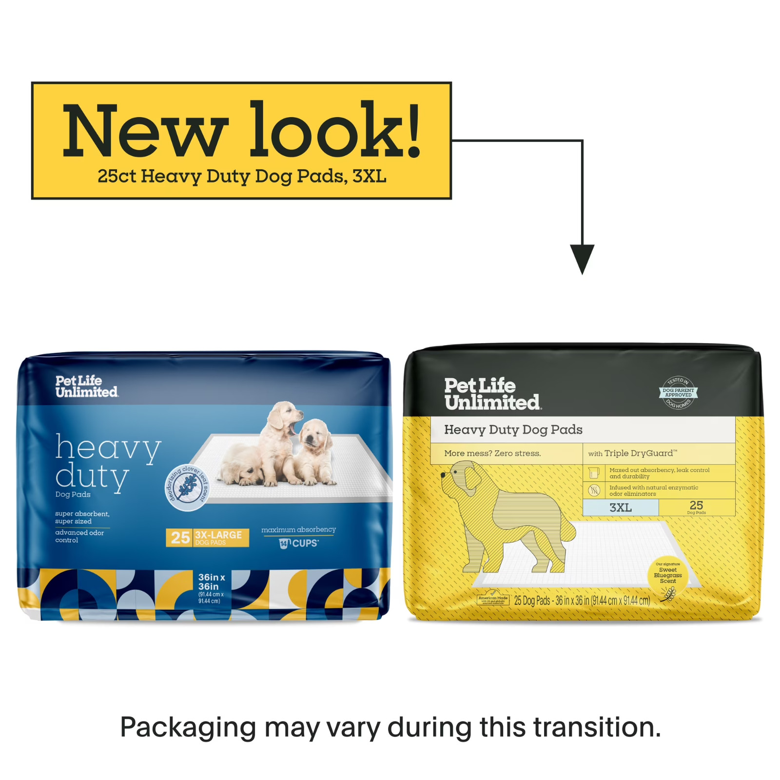 (2 pack) Unlimited Dog Pads, Heavy Duty, 3XL, 36″ x 36″, 25 count