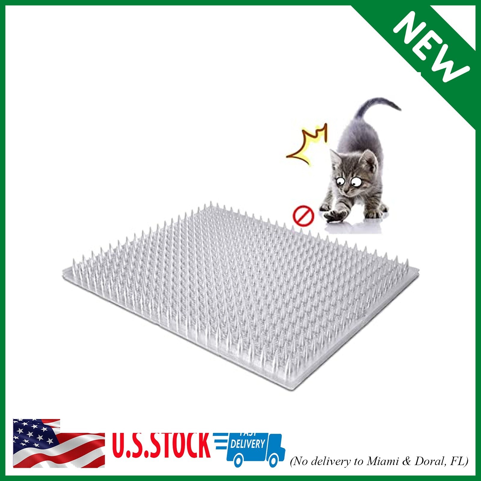 8 Pack Cat Deterrent Scat Mats 12 Sq.ft Plastic Training Mats with Spikes