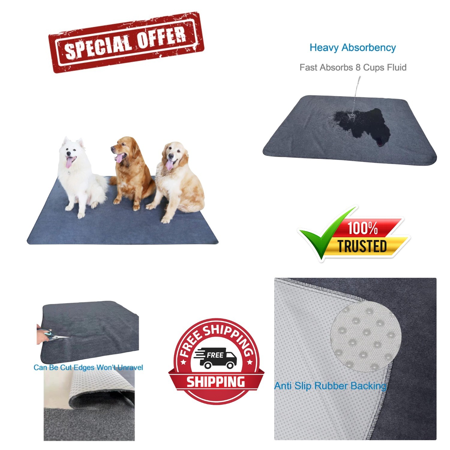 Multi-Purpose 65×48 Inch Dog Pee Pad – Reusable Polar Fleece & Leakproof Design