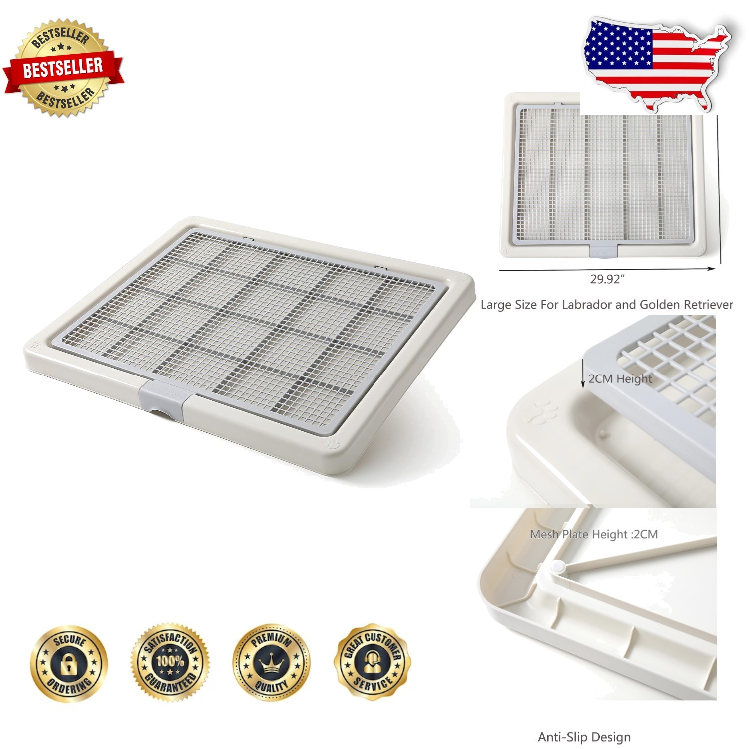 Large Dog Training Tray Grey Foldable PP 76x62cm Easy Clean Floor Protect